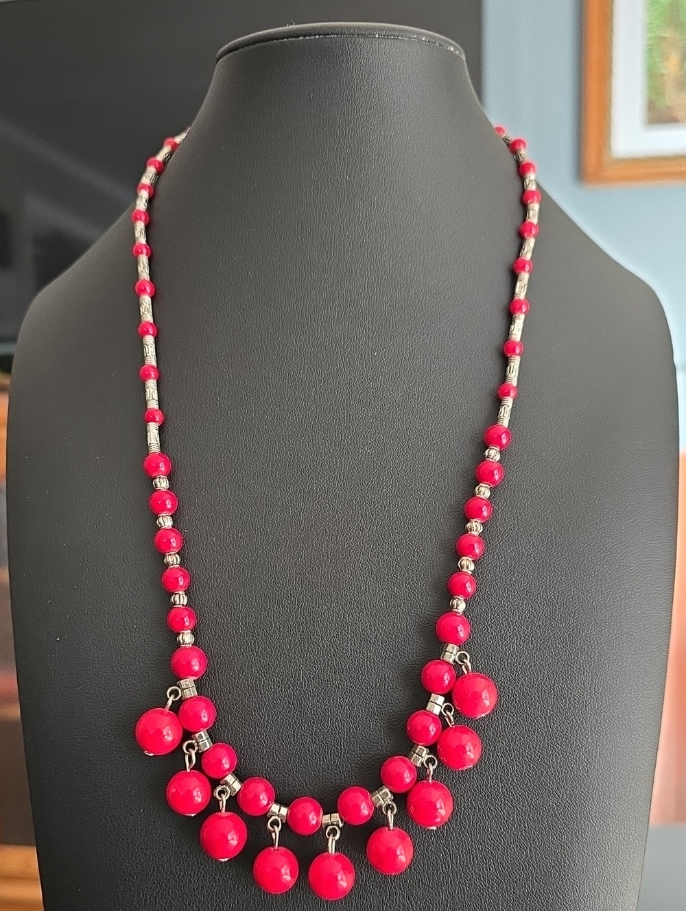 Red Beaded Drop Necklace - Women Jewelry